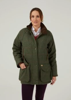 AlanPaine Shop -AlanPaine Shop Combrook Womens Shooting Tweed Coat Heath