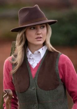 Combrook Ladies Tweed Shooting Waistcoat In Heath - Regular Fit -AlanPaine Shop Combrook Womens Shooting Tweed Waistcoat Heath LH 2