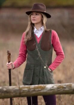 Combrook Ladies Tweed Shooting Waistcoat In Heath - Regular Fit -AlanPaine Shop Combrook Womens Shooting Tweed Waistcoat Heath LH