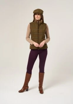 Combrook Ladies Tweed Gilet In Hazel - Regular Fit -AlanPaine Shop Combrook Womens Tweed Gilet Hazel 1