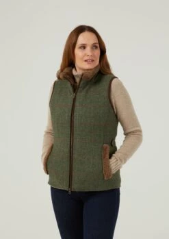 Combrook Ladies Tweed Gilet In Heath - Regular Fit -AlanPaine Shop Combrook Womens Tweed Gilet Heath 1