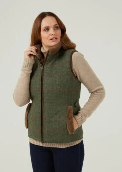 Combrook Ladies Tweed Gilet In Heath - Regular Fit -AlanPaine Shop Combrook Womens Tweed Gilet Heath 3