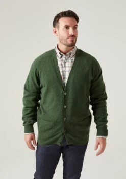 Cornwall Lambswool Cardigan In Rosemary - Classic Fit -AlanPaine Shop Cornwall Lambswool Cardigan In Classic Fit Rosemary 5