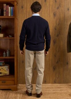 Cornwall Lambswool Cardigan In Navy - Classic Fit -AlanPaine Shop Cornwall Lambswool Cardigan Mens Dark Navy 4