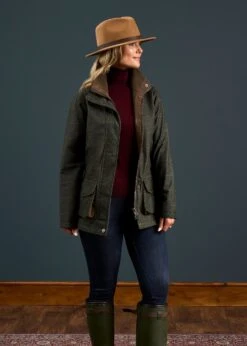 AlanPaine Shop -AlanPaine Shop Didmere Ladies Technical Tweed Coat Myrtle 1