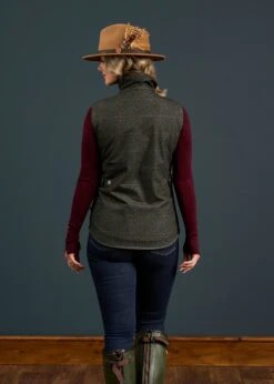 Didsmere Ladies Technical Tweed Gilet In Myrtle - Regular Fit -AlanPaine Shop Dismere Ladies Technical Tweed Gilet Myrtle 3