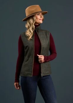 Didsmere Ladies Technical Tweed Gilet In Myrtle - Regular Fit -AlanPaine Shop Dismere Ladies Technical Tweed Gilet Myrtle 4