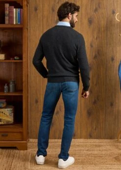 Dorset Men's Lambswool Jumper In Charcoal - Classic Fit 9 Dorset Men's Lambswool Jumper In Charcoal - Classic Fit -AlanPaine Shop Dorset Mens Lambswool Jumper Charcoal 4