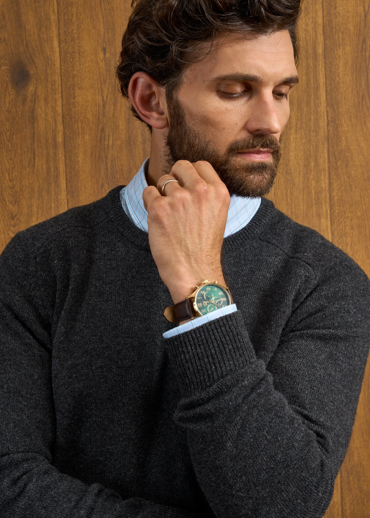 Dorset Men's Lambswool Jumper In Charcoal - Classic Fit 5 Dorset Men's Lambswool Jumper In Charcoal - Classic Fit - Image 5