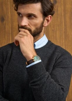 Dorset Men's Lambswool Jumper In Charcoal - Classic Fit 11 Dorset Men's Lambswool Jumper In Charcoal - Classic Fit -AlanPaine Shop Dorset Mens Lambswool Jumper Charcoal 6