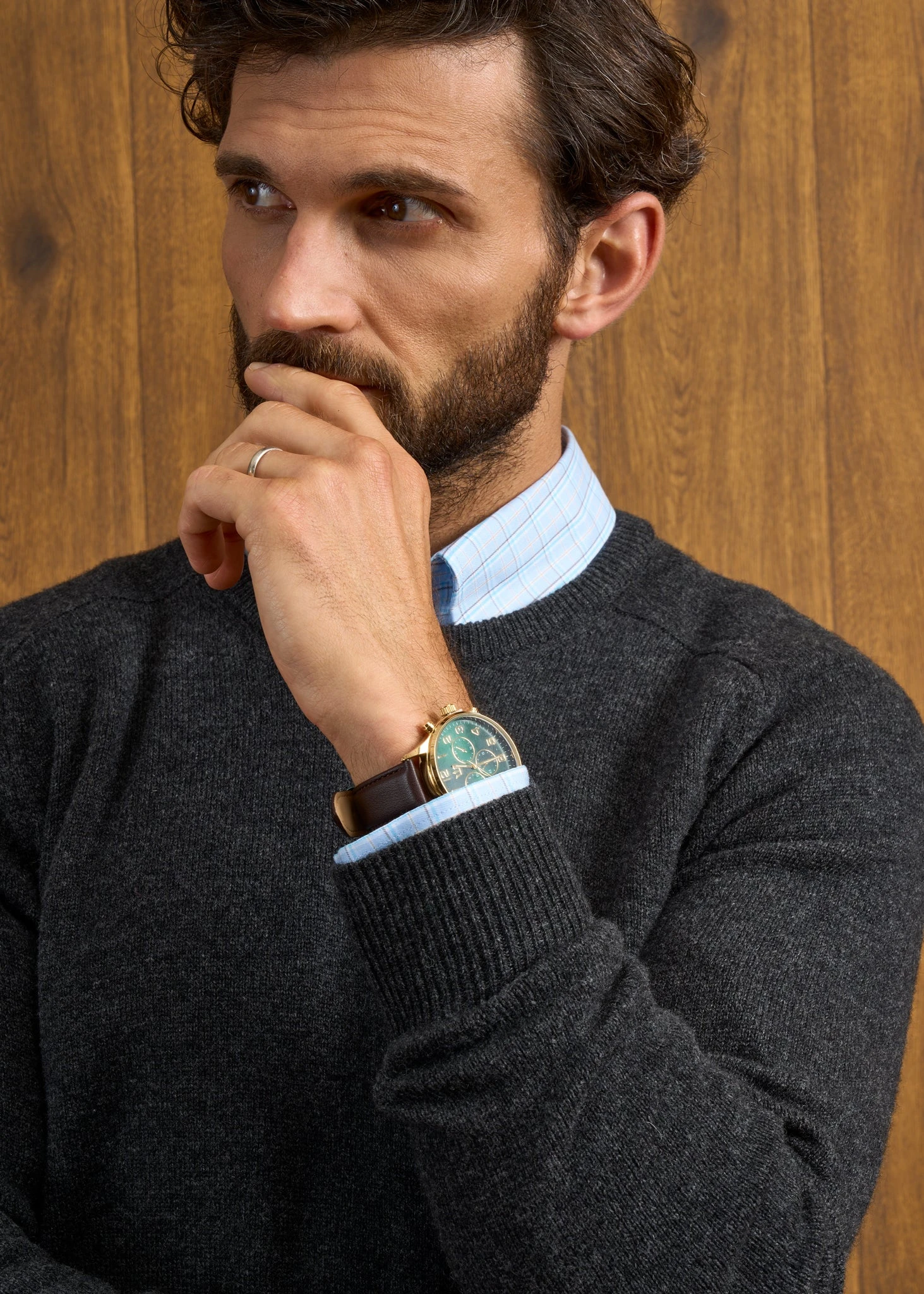 Dorset Men's Lambswool Jumper In Charcoal - Classic Fit 6 Dorset Men's Lambswool Jumper In Charcoal - Classic Fit - Image 6