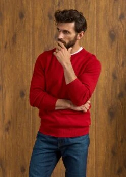 Dorset Men's Lambswool Jumper In Dubonnet - Classic Fit -AlanPaine Shop Dorset Mens Lambswool Jumper Dubonnet 3