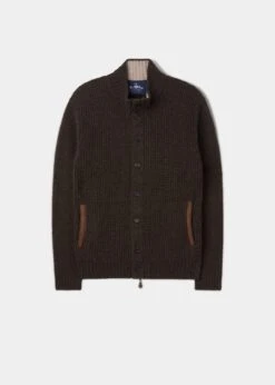 Duchally Men's Waffle Stitch Wool Jacket Cocoa