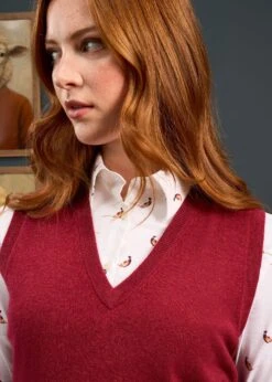 Erin Luxury Vee Neck Tank Top In Berry -AlanPaine Shop Erin Luxury Vee Neck Tank Top Berry 2