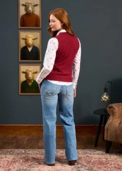 Erin Luxury Vee Neck Tank Top In Berry -AlanPaine Shop Erin Luxury Vee Neck Tank Top Berry 4