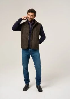 Felwell Men's Gilet In Olive - Regular Fit -AlanPaine Shop Felwell Mens Quilted Gilet Olive 4