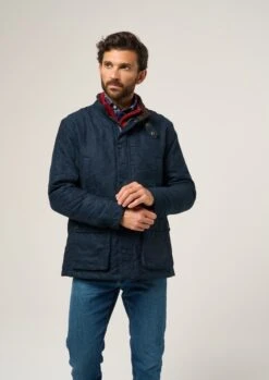 Felwell Men's Quilted Jacket In Dark Navy - Regular Fit -AlanPaine Shop Felwell Mens Quilted Jacket Navy 2
