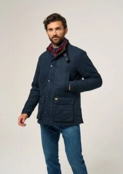 Felwell Men's Quilted Jacket In Dark Navy - Regular Fit -AlanPaine Shop Felwell Mens Quilted Jacket Navy 3