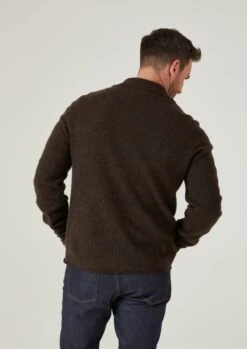 Ferndale Men's Knitted Lambswool Shirt In Cocoa - Regular Fit -AlanPaine Shop Ferndale Men s Knitted Lambswool Shirt In Regular Fit Cocoa 3
