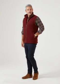 Aylsham Men's Fleece Gilet In Bloodstone - Regular Fit -AlanPaine Shop Fleece Gilet Bloodstone