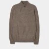 Cairns Geelong Wool 1/4 Zip Jumper In Teak - Regular Fit