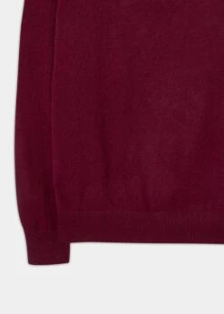 Cairns Geelong Wool 1/4 Zip Jumper In Claret - Regular Fit -AlanPaine Shop Geelong Wool Half Zip Sweater Claret 2