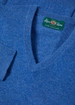 Haddington Cashmere Jumper In Denim - Regular Fit -AlanPaine Shop Haddington Cashmere Jumper Denim