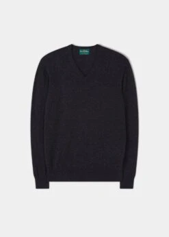 Haddington Cashmere Jumper In Charcoal - Regular Fit