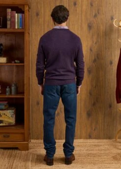 Hampshire Lambswool Jumper In Elderberry - Classic Fit -AlanPaine Shop Hampshire Lambswool Jumper Elderberry 4