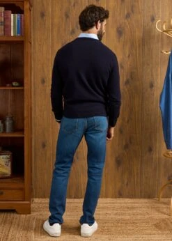 Hampshire Lambswool Jumper In Navy - Classic Fit -AlanPaine Shop Hampshire Lambswool Jumper Navy 4