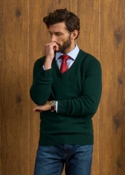 Hampshire Lambswool Jumper In Tartan Green - Classic Fit 12 Hampshire Lambswool Jumper In Tartan Green - Classic Fit -AlanPaine Shop Hampshire Lambswool Jumper Tartan Green 2