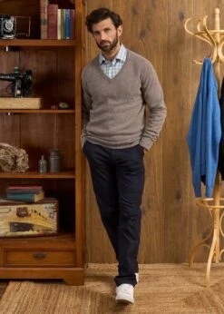 Hampshire Lambswool Jumper In Vole - Classic Fit -AlanPaine Shop Hampshire Lambswool Jumper Vole 1