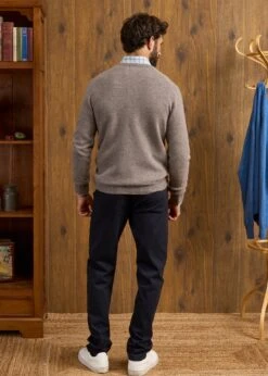 Hampshire Lambswool Jumper In Vole - Classic Fit -AlanPaine Shop Hampshire Lambswool Jumper Vole 3