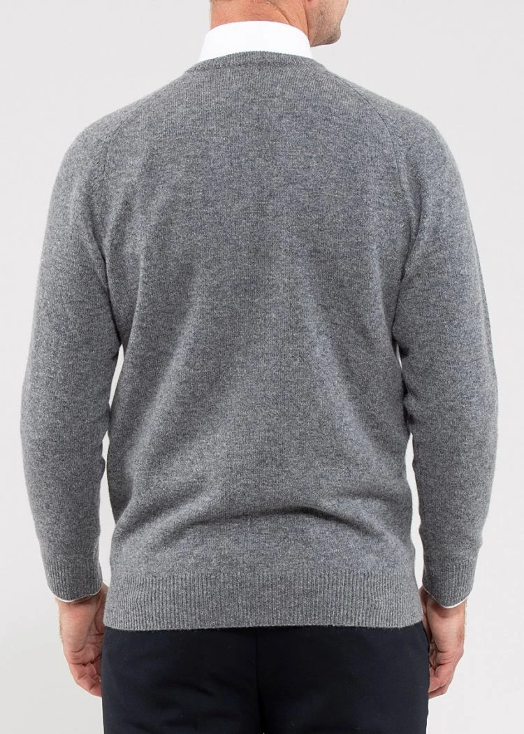 Hampshire Lambswool Jumper In Grey Mix - Classic Fit 4 Hampshire Lambswool Jumper In Grey Mix - Classic Fit - Image 4