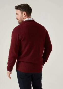 Hampshire Lambswool Jumper In Red Velvet - Classic Fit -AlanPaine Shop Hampshire Men s Lambswool Jumper In Classic Fit Red velvet 4