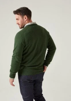 Hampshire Lambswool Jumper In Rosemary - Classic Fit -AlanPaine Shop Hampshire Men s Lambswool Jumper In Classic Fit Rosemary 3