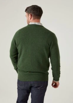 Hampshire Lambswool Jumper In Rosemary - Classic Fit -AlanPaine Shop Hampshire Men s Lambswool Jumper In Classic Fit Rosemary 4