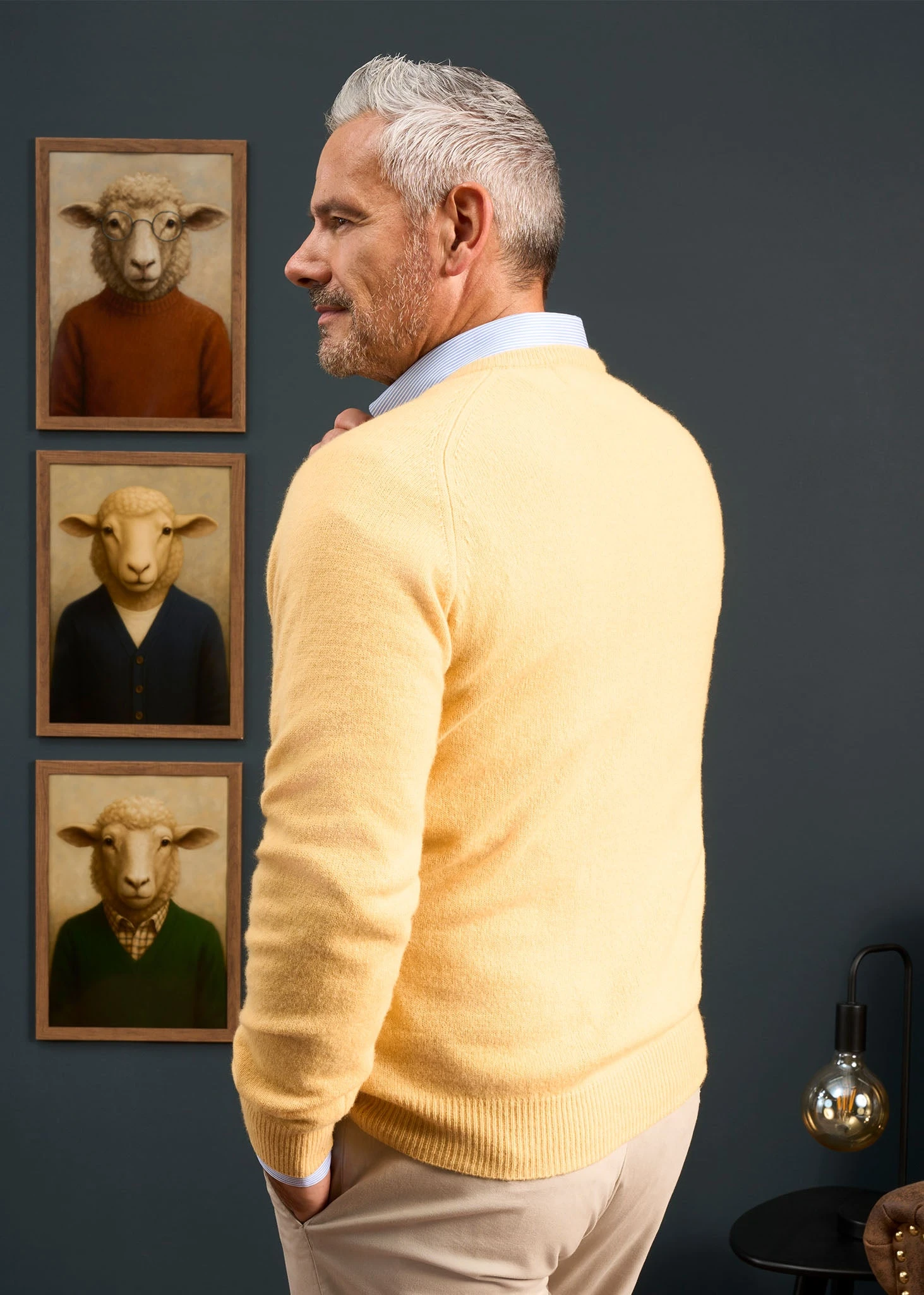 Hampshire Lambswool Jumper In Canary - Classic Fit 4 Hampshire Lambswool Jumper In Canary - Classic Fit - Image 4