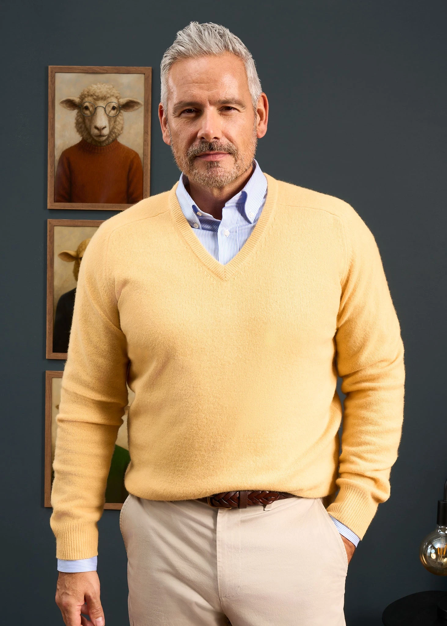 Hampshire Lambswool Jumper In Canary - Classic Fit 2 Hampshire Lambswool Jumper In Canary - Classic Fit - Image 2