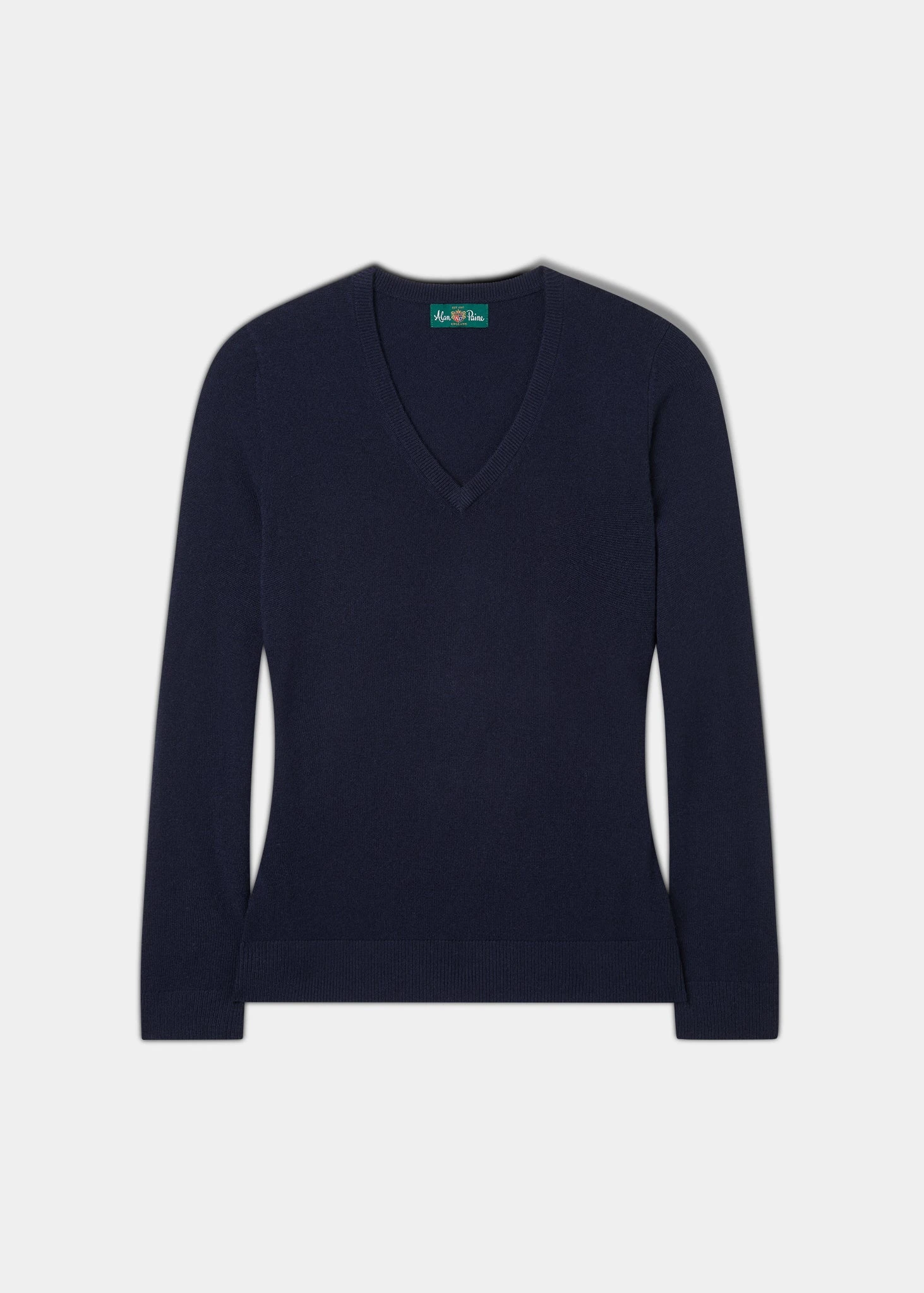 Isla Ladies Wool And Cashmere Vee Neck Jumper In Dark Navy 1 Isla Ladies Wool And Cashmere Vee Neck Jumper In Dark Navy