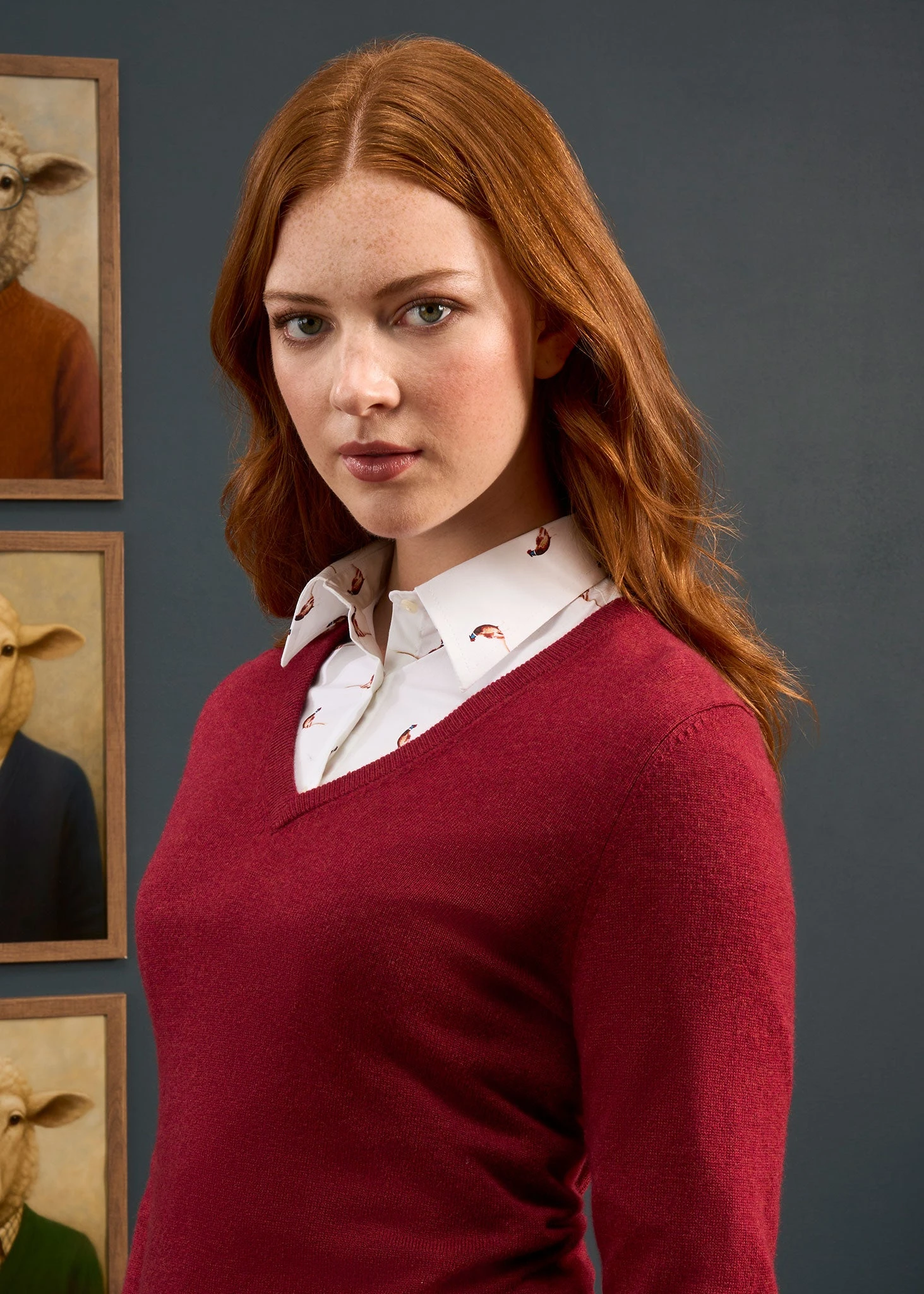 Isla Ladies Wool And Cashmere Vee Neck Jumper In Berry 5 Isla Ladies Wool And Cashmere Vee Neck Jumper In Berry - Image 5