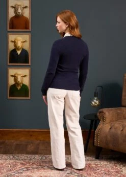 Isla Ladies Wool And Cashmere Vee Neck Jumper In Dark Navy 9 Isla Ladies Wool And Cashmere Vee Neck Jumper In Dark Navy -AlanPaine Shop Isla Ladies Wool and Cashmere Vee Neck Dark Navy 7