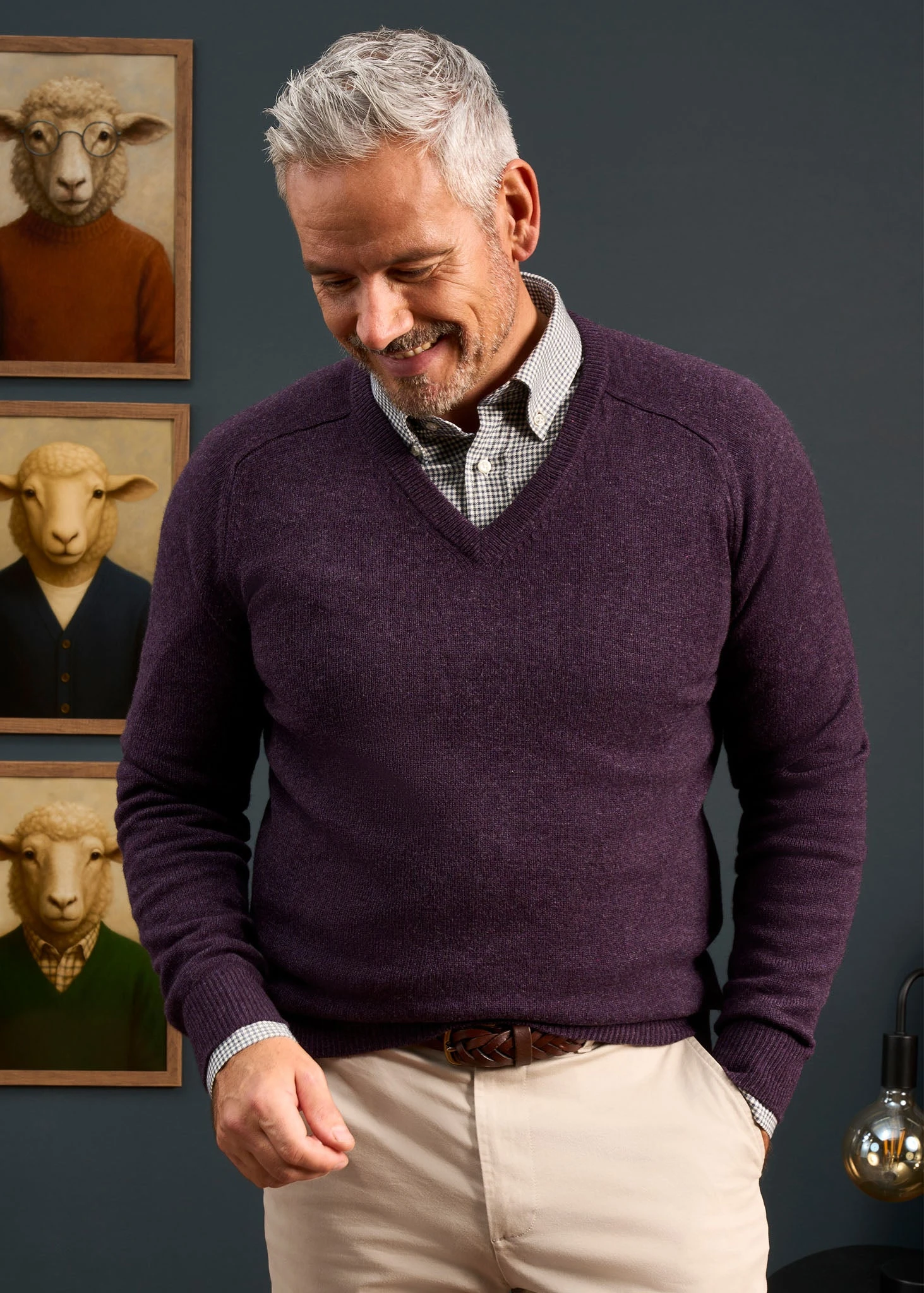 Kilsyth Men's Lambswool Jumper In Elderberry - Regular Fit 4 Kilsyth Men's Lambswool Jumper In Elderberry - Regular Fit - Image 4