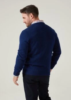 Kilsyth Men's Lambswool Jumper In Indigo - Regular Fit -AlanPaine Shop Kilsyth Men s Lambswool Jumper In Regular Fit Indigo 5