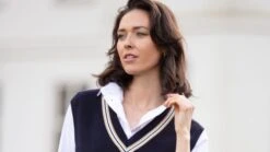 Ladies Cotton Cricket Slipover In Dark Navy -AlanPaine Shop Ladies Cricket Slipover Dark Navy