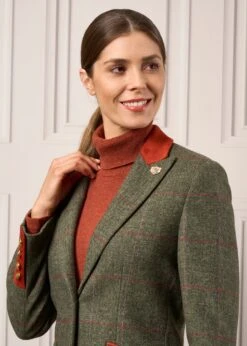 Combrook Ladies Mid-Thigh Coat In Heath - Regular Fit -AlanPaine Shop Ladies Long Tweed Coat Combrook Heath 5