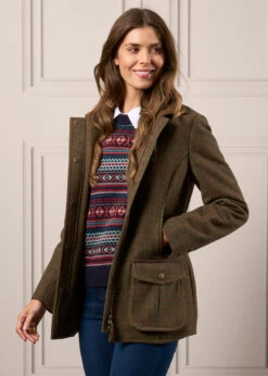 Surrey Ladies Tweed Coat In Hemlock - Regular Fit -AlanPaine Shop Ladies Tweed Jacket Surrey Hemlock 5