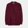 Cornwall Lambswool Cardigan In Bordeaux - Classic Fit