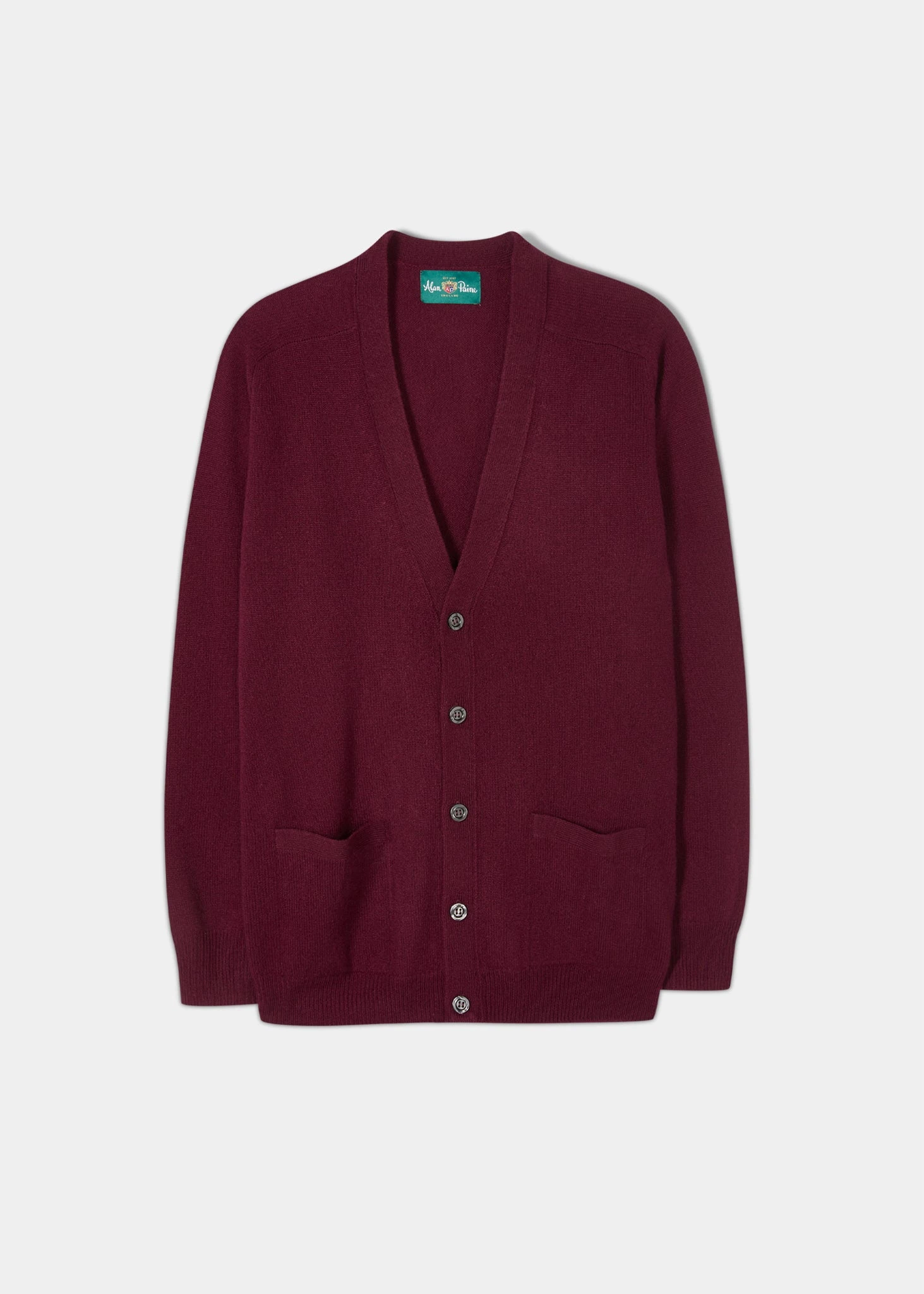 Cornwall Lambswool Cardigan In Bordeaux - Classic Fit 1 Cornwall Lambswool Cardigan In Bordeaux - Classic Fit