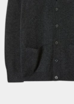 Cornwall Lambswool Cardigan In Charcoal - Classic Fit -AlanPaine Shop Lambswool Cardigan Charcoal 2